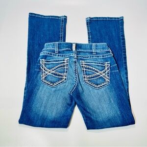 Ariat jeans Mid Rise Boot cut jeans medium to Dark wash stretchy women Size 28